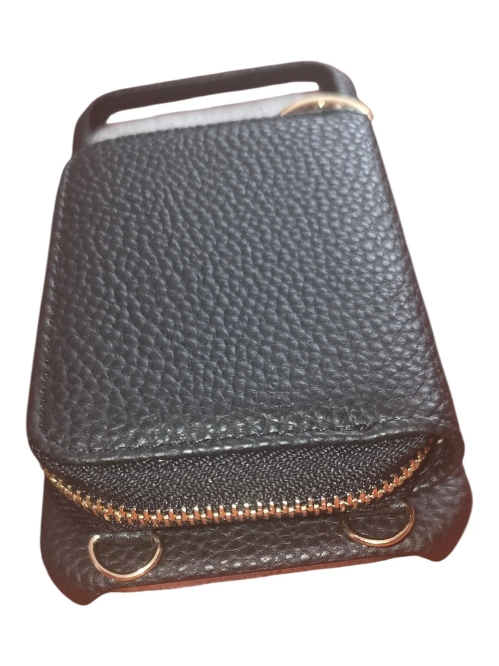 Black Litchi Leather Crossbody Wallet Phone Case iPhone 17 Pro Max